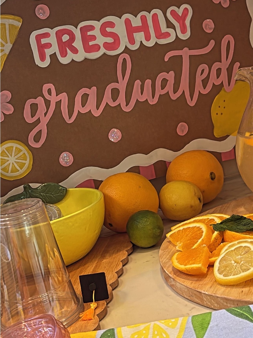 1 Freshly Graduated banner on brown poster paper